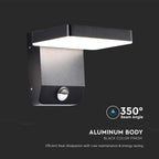17W Lampa ścienna LED z czujnikiem ruchu / Barwa:4000K / Obudowa: Czarna / Kwadratowa