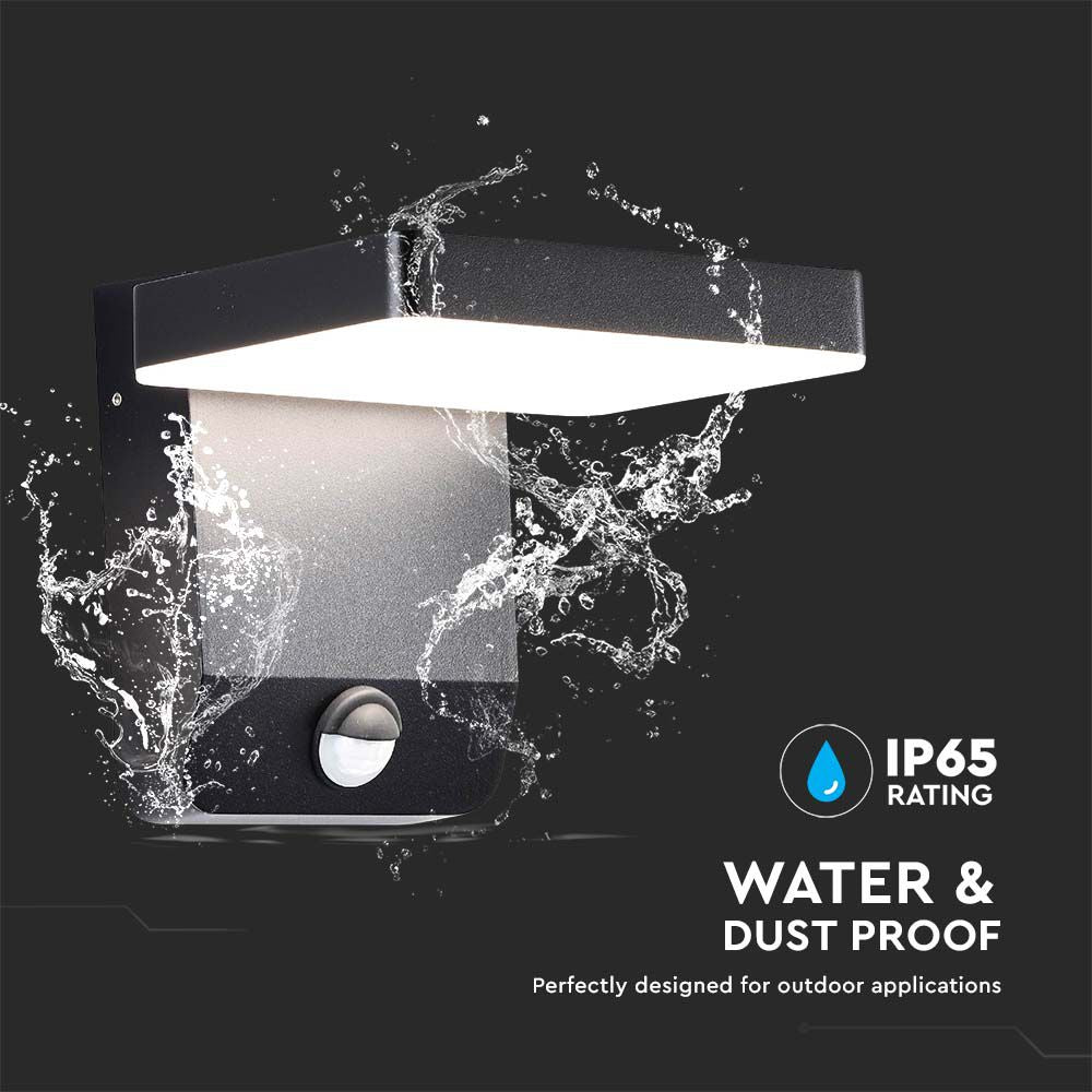 17W Lampa ścienna LED z czujnikiem ruchu / Barwa:3000K / Obudowa: Czarna / Kwadratowa