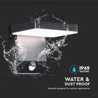 17W Lampa ścienna LED z czujnikiem ruchu / Barwa:3000K / Obudowa: Czarna / Kwadratowa