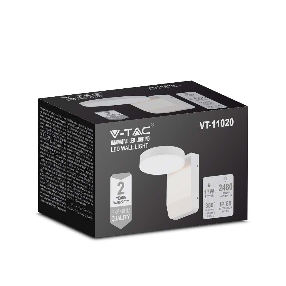 17W Lampa ścienna LED / Barwa:4000K / Obudowa: Biała / Okrągła