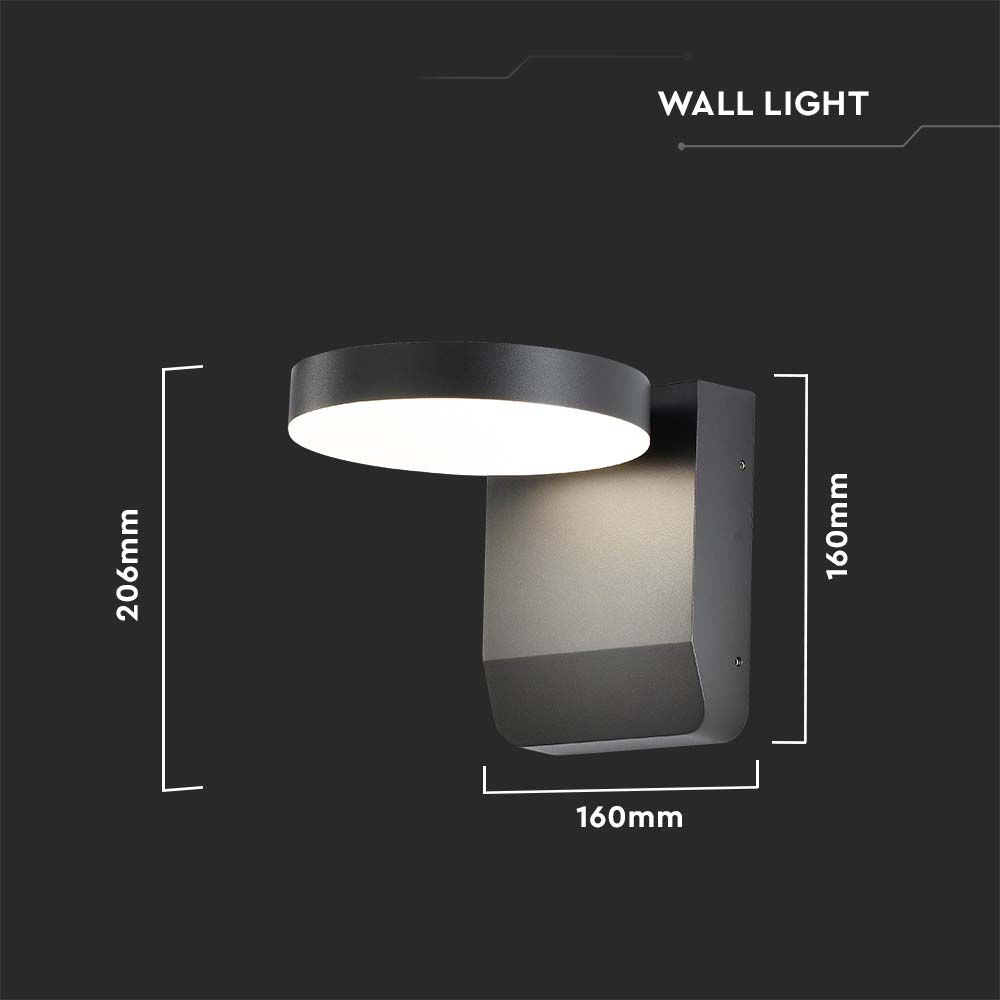 17W Lampa ścienna LED / Barwa:3000K / Obudowa: Czarna / Okrągła