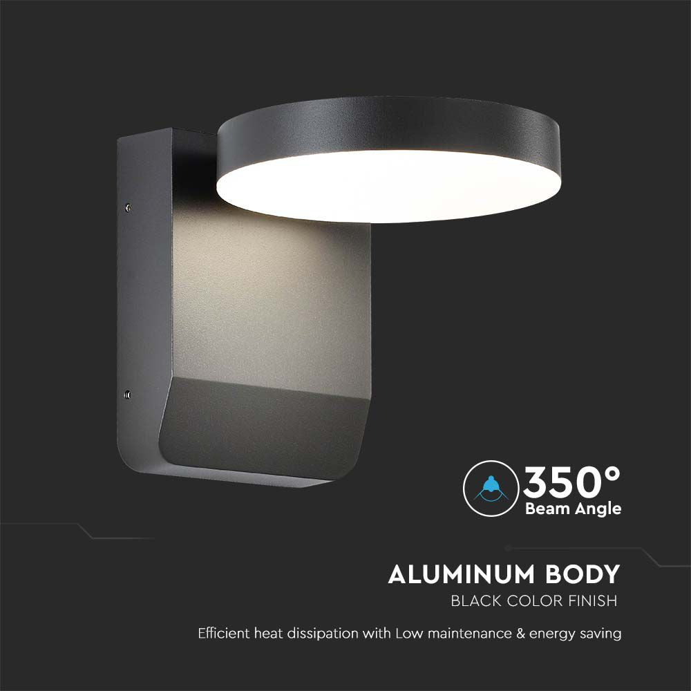 17W Lampa ścienna LED / Barwa:3000K / Obudowa: Czarna / Okrągła