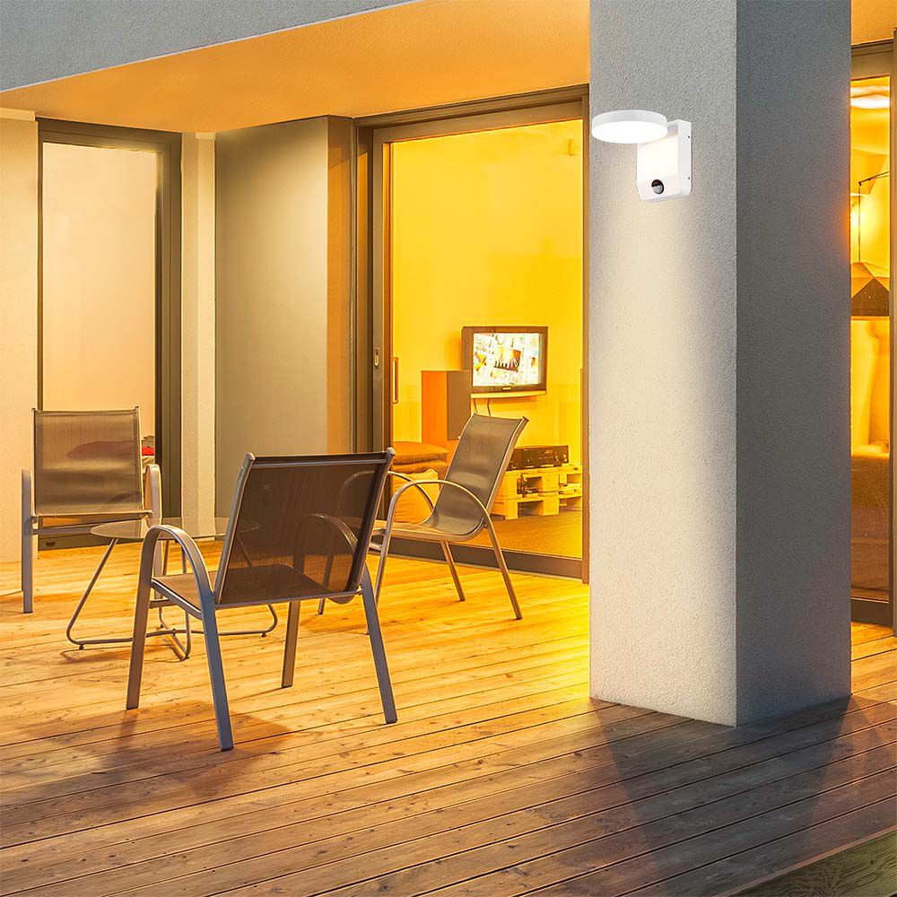 17W Lampa ścienna LED z czujnikiem ruchu / Barwa:3000K / Obudowa: Biała / Okrągła