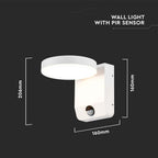 17W Lampa ścienna LED z czujnikiem ruchu / Barwa:4000K / Obudowa: Biała / Okrągła