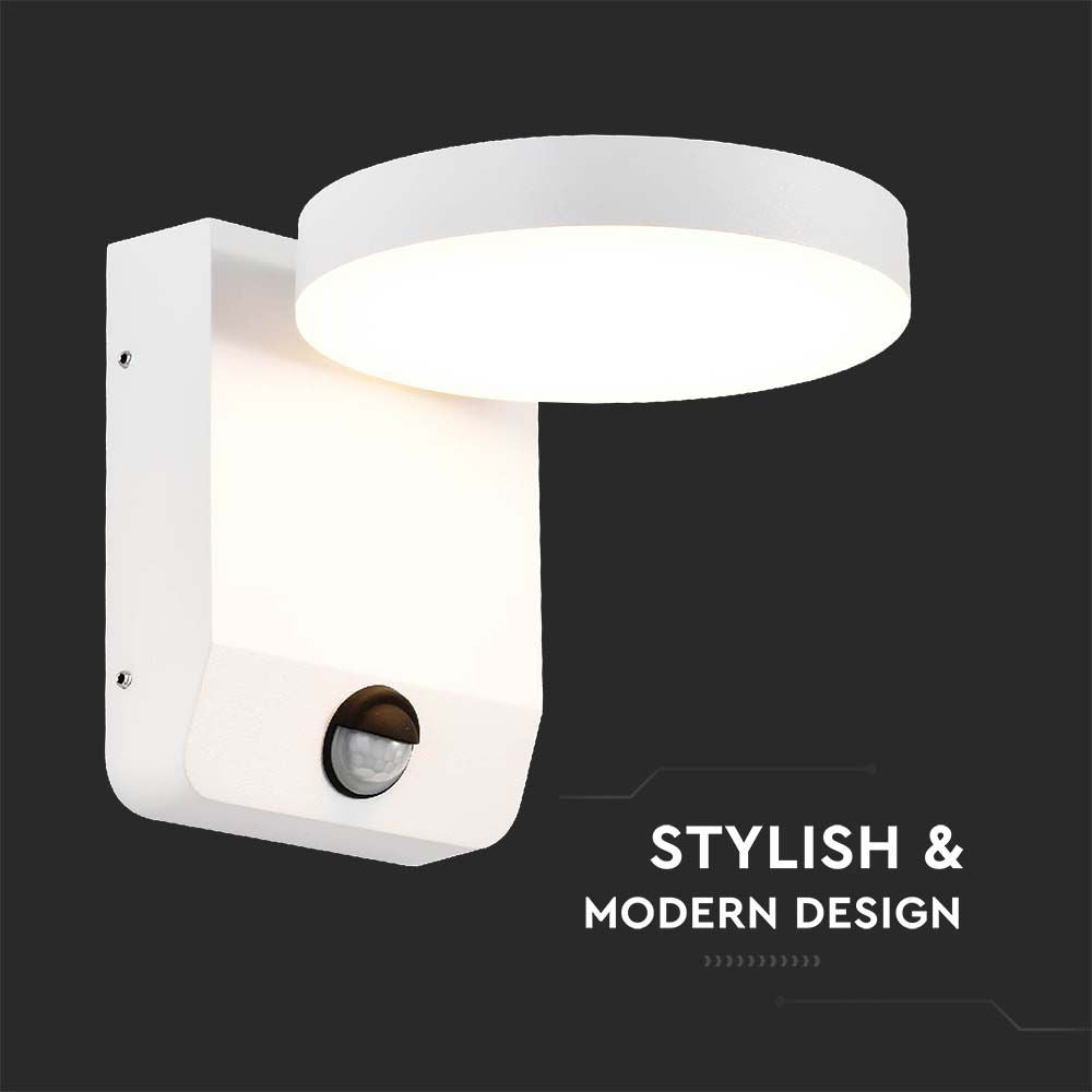17W Lampa ścienna LED z czujnikiem ruchu / Barwa:3000K / Obudowa: Biała / Okrągła