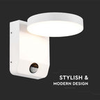 17W Lampa ścienna LED z czujnikiem ruchu / Barwa:4000K / Obudowa: Biała / Okrągła