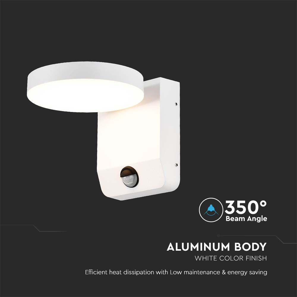 17W Lampa ścienna LED z czujnikiem ruchu / Barwa:4000K / Obudowa: Biała / Okrągła