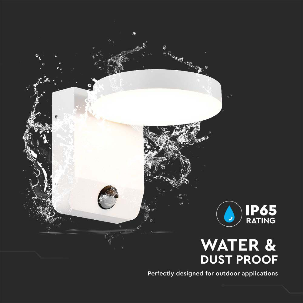 17W Lampa ścienna LED z czujnikiem ruchu / Barwa:3000K / Obudowa: Biała / Okrągła