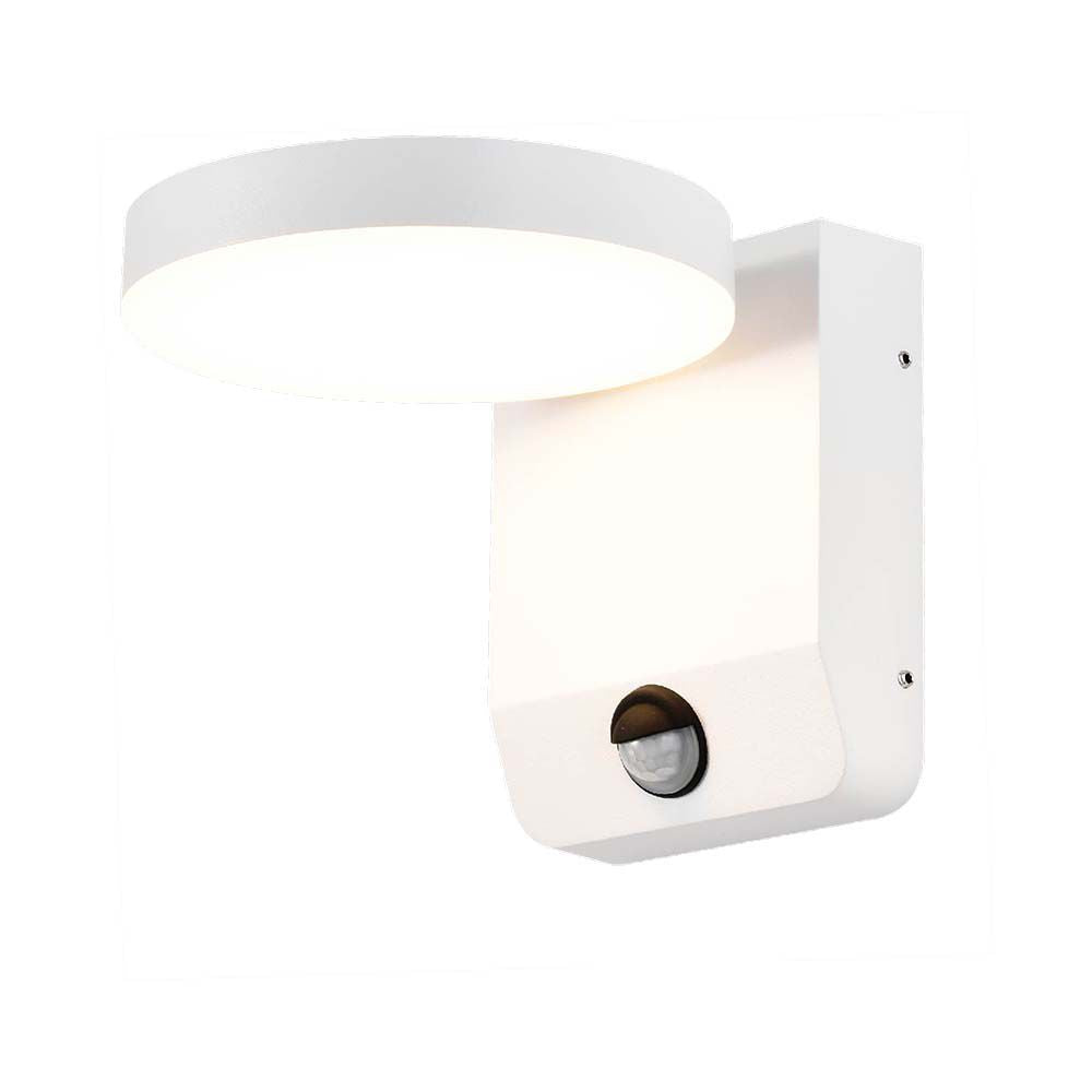 17W Lampa ścienna LED z czujnikiem ruchu / Barwa:4000K / Obudowa: Biała / Okrągła