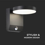 17W Lampa ścienna LED z czujnikiem ruchu / Barwa:3000K / Obudowa: Czarna / Okrągła