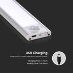 1.5W Oprawa pod szafkowa na baterie z czujnikiem ruchu 30cm / Barwa:4000K / IP20 / Obudowa: Czarna / Ładowanie USB