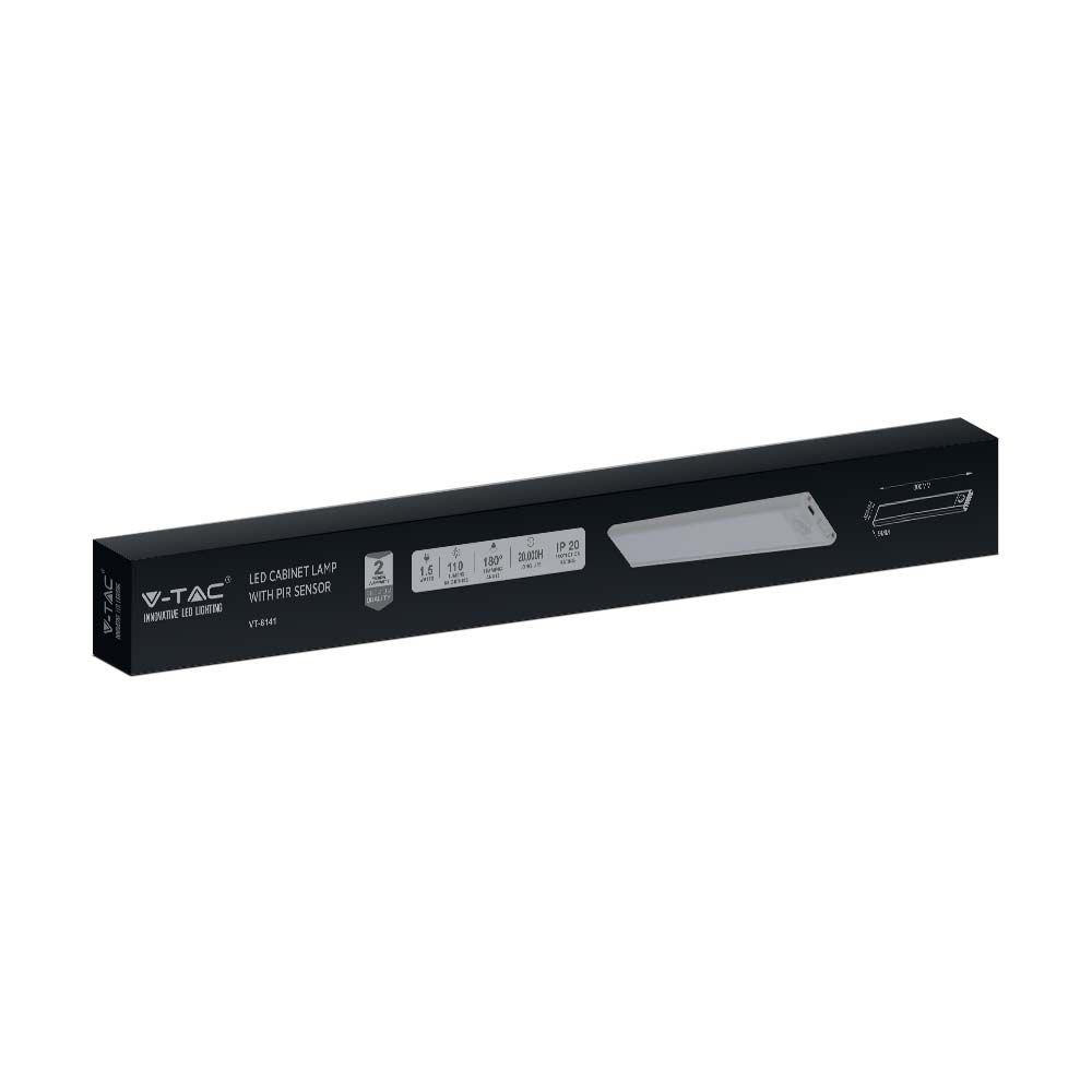 1.5W Oprawa pod szafkowa na baterie z czujnikiem ruchu 30cm / Barwa:3000K / IP20 / Obudowa: Srebrna / Ładowanie USB