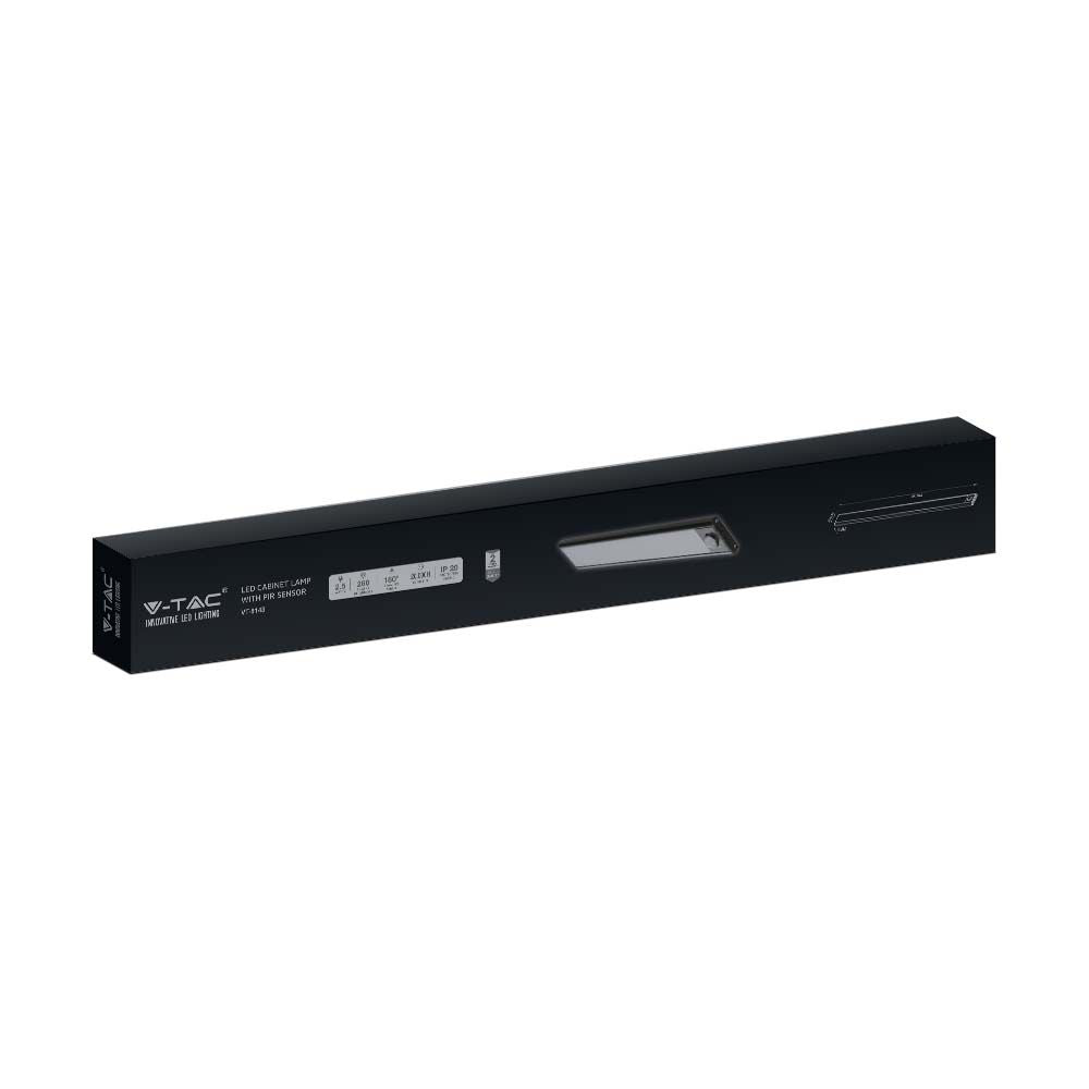 2.5W Oprawa pod szafkowa na baterie z czujnikiem ruchu 60cm / Barwa:4000K / IP20 / Obudowa: Czarna / Ładowanie USB