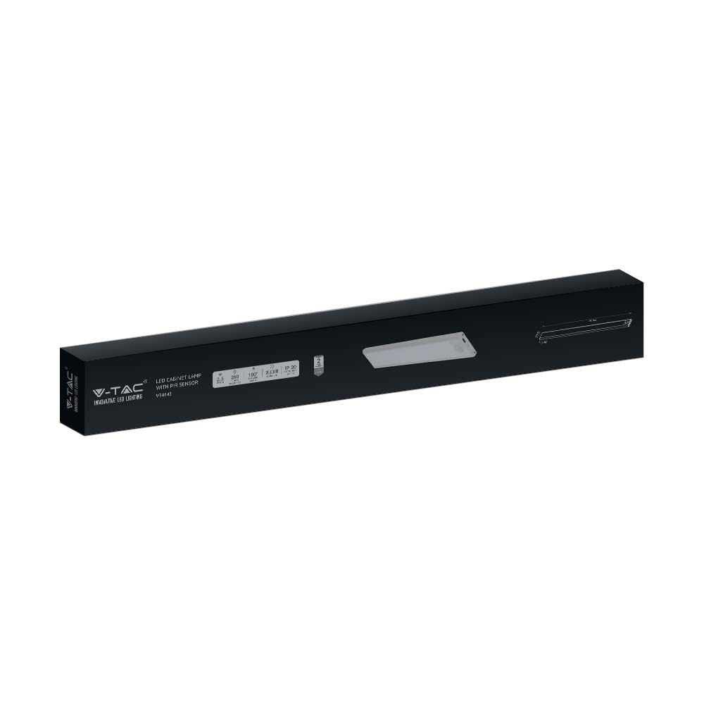 2.5W Oprawa pod szafkowa na baterie z czujnikiem ruchu 60cm / Barwa:3000K / IP20 / Obudowa: Srebrna / Ładowanie USB
