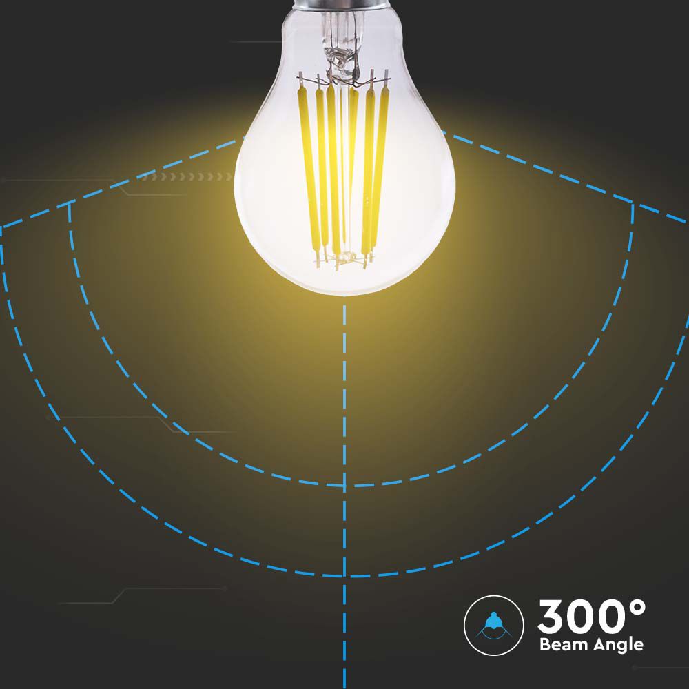 4W A60 Żarówka LED Filament / Klosz Transparentny / Barwa:3000K / Trzonek:E27 / Skuteczność: 210lm/W