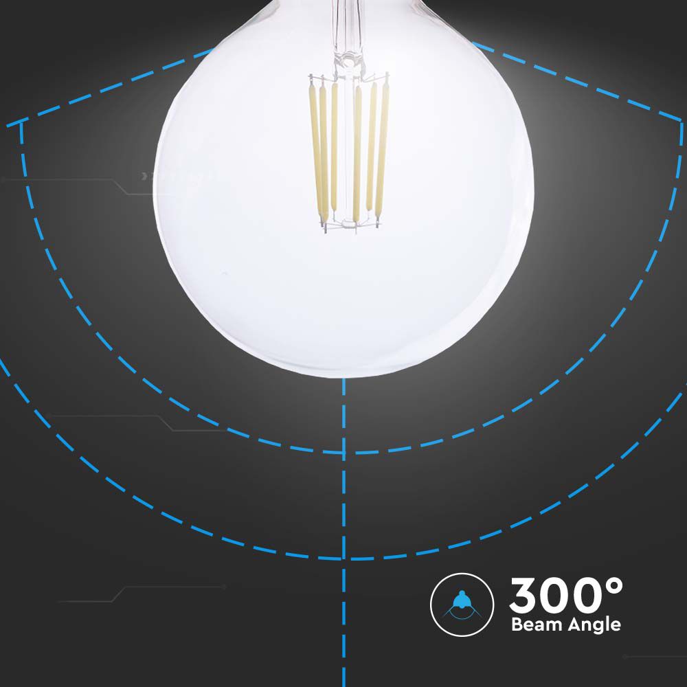 4W G125 Żarówka LED Filament / Klosz Transparentny / Barwa:3000K / Trzonek:E27 / Skuteczność: 210lm/W
