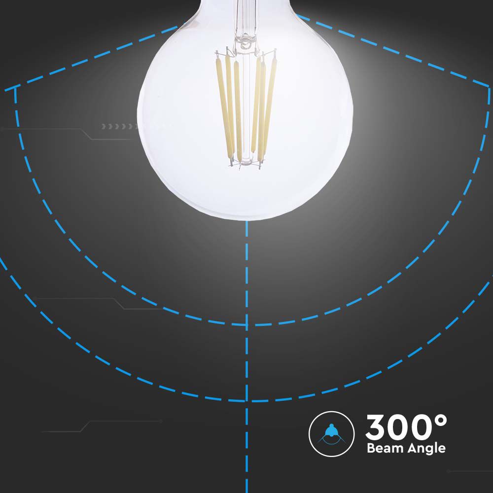 4W G95 Żarówka LED Filament / Klosz Transparentny / Barwa:3000K / Trzonek:E27 / Skuteczność: 210lm/W