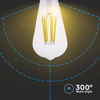 4W ST64 Żarówka LED Filament / Klosz Transparentny / Barwa:3000K / Trzonek:E27 / Skuteczność: 210lm/W