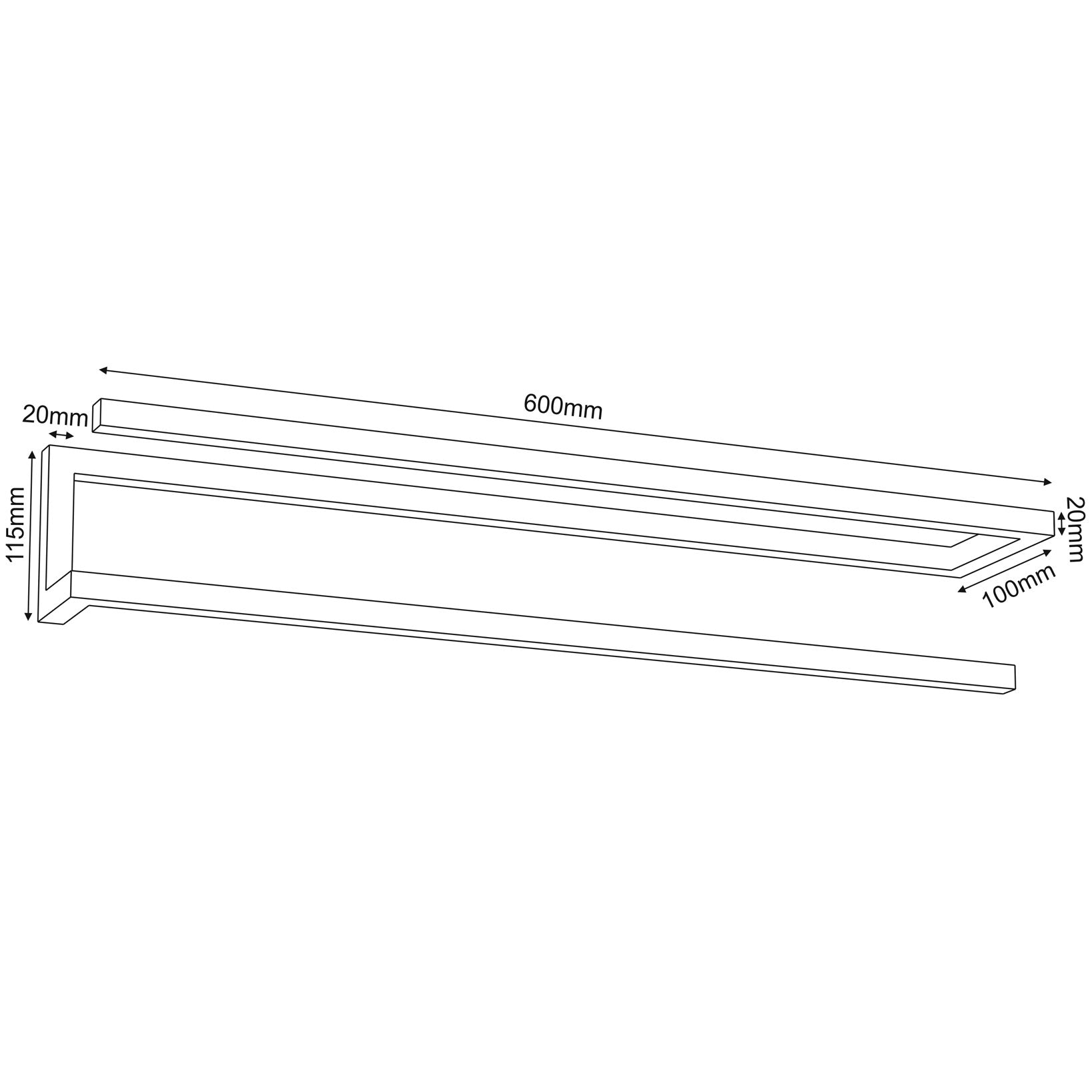 wall towel hanger 60 cm - double, black