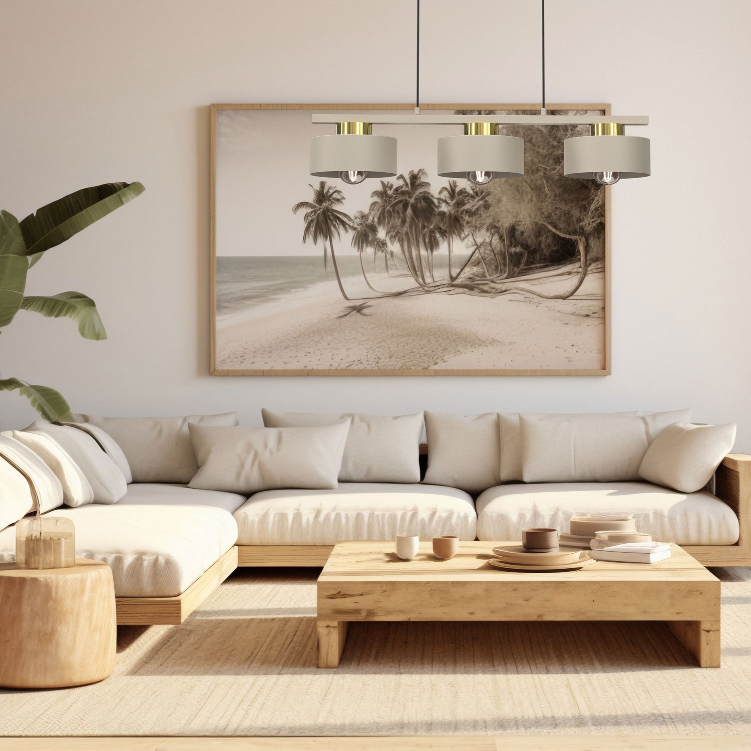 żyrandol Marti beige/gold 3xE27