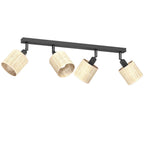 spot Rattan line bar 600 black, shade dia 100, h 100, 4xE27