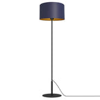 lampa podł. Arden prosta, black, cylinder shade dia 400, h 250 navy blue/gold 1xE27