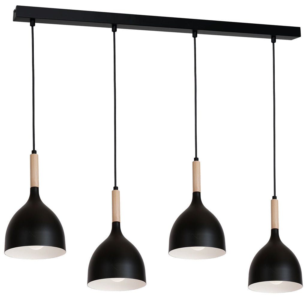 żyrandol line Noak wood black/natural wood 4xE27