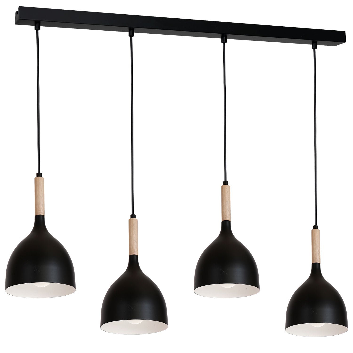 żyrandol line Noak wood black/natural wood 4xE27
