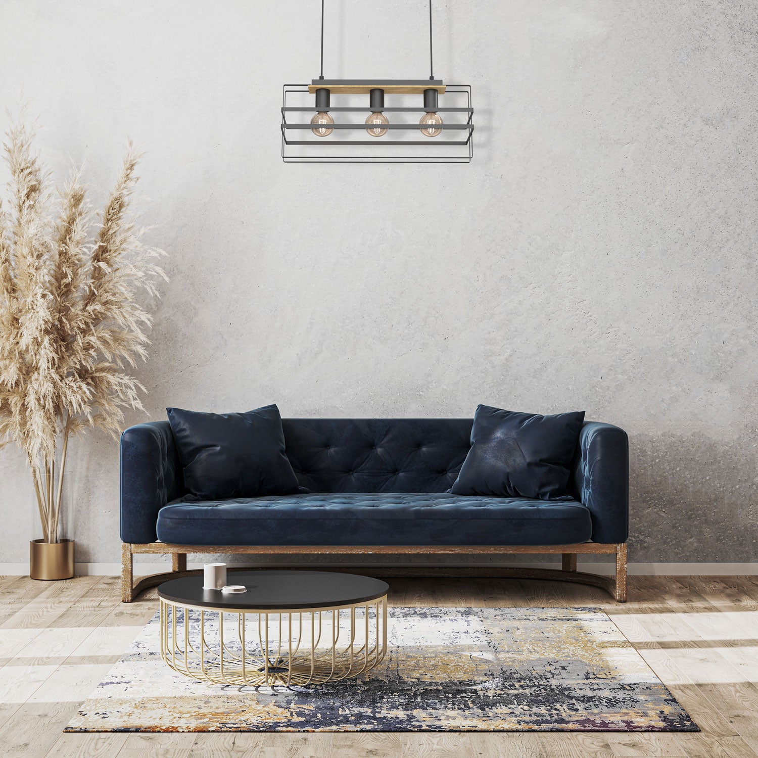 żyrandol Kortez black/wood 3xE27