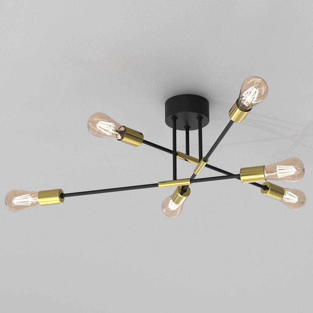 żyrandol Flame black/gold 6xE27