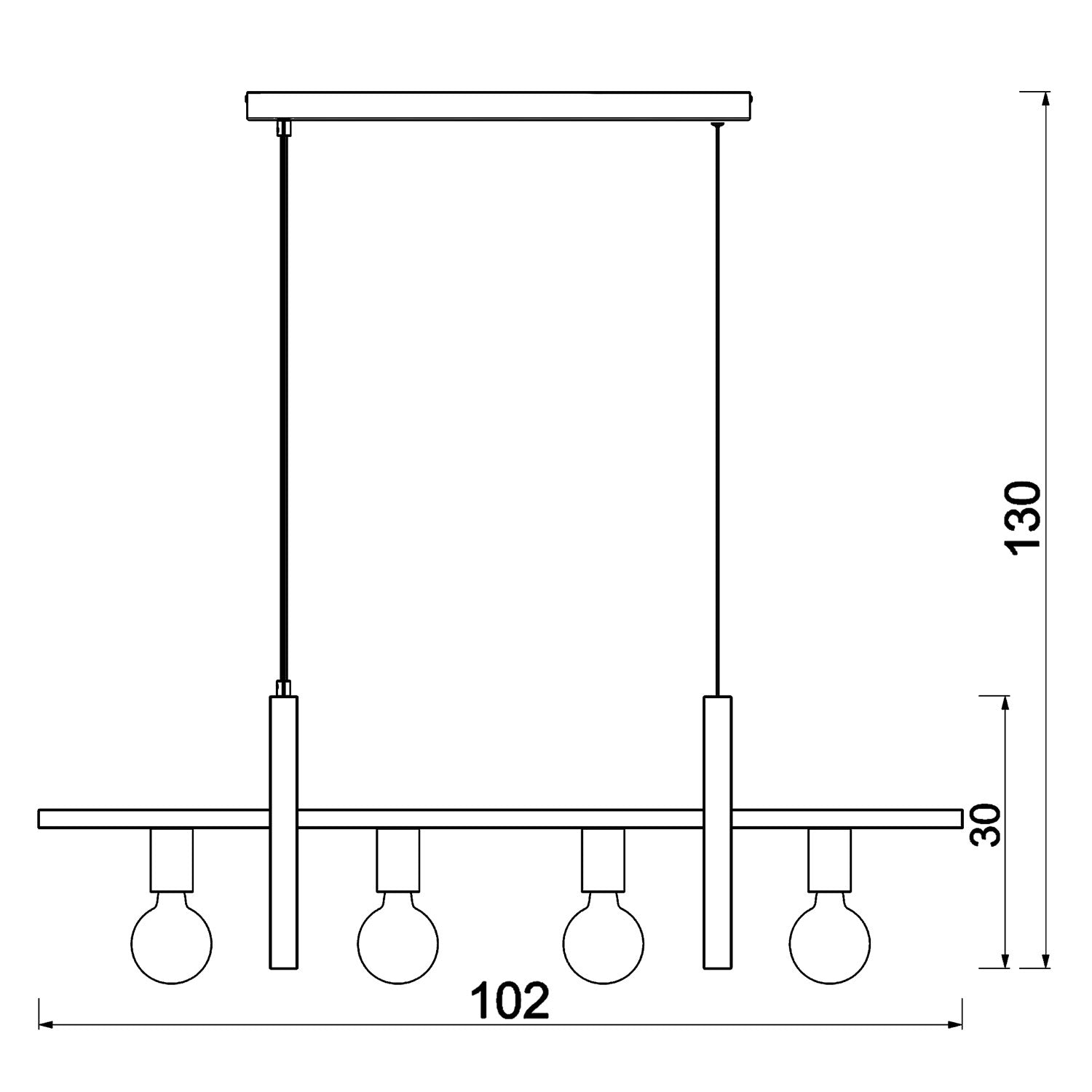 żyrandol Shelf black/natural wood 4xE27