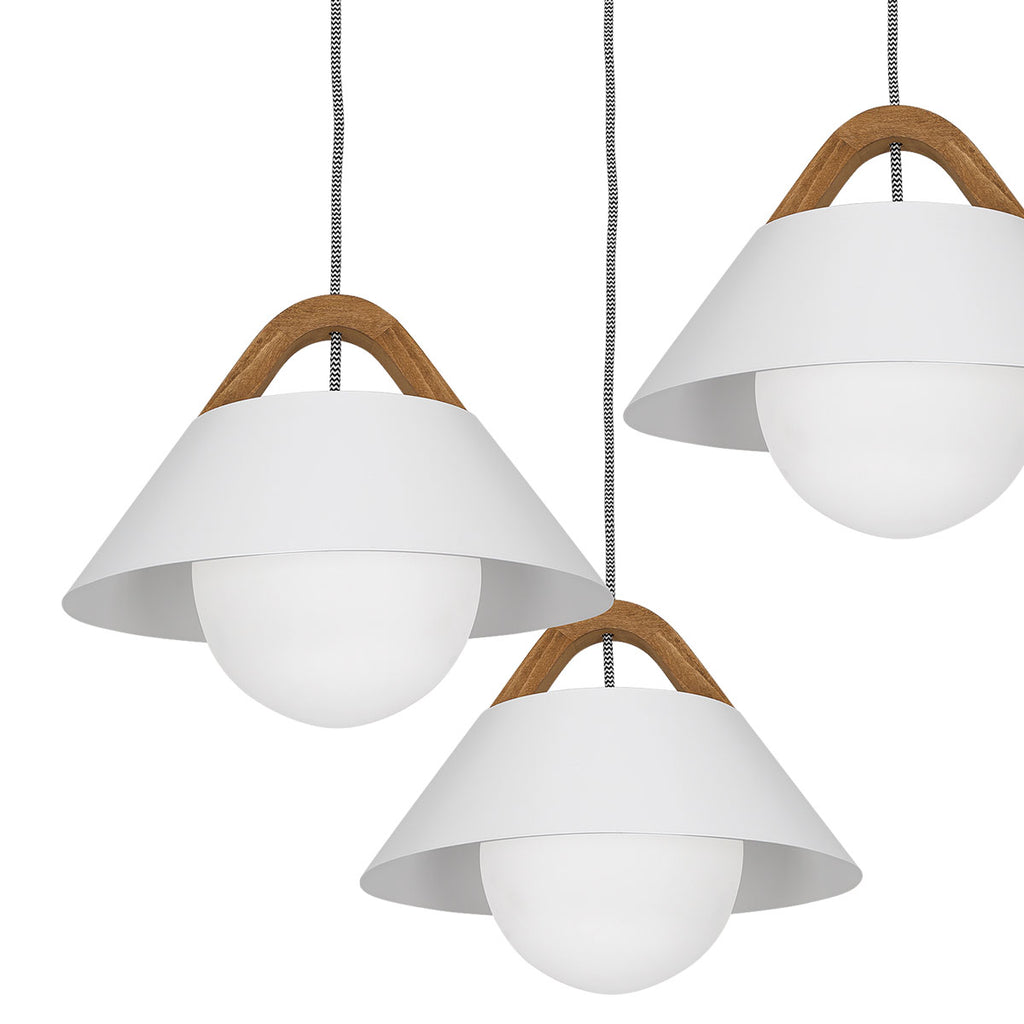 żyrandol Funda plate round dia 440 white/natural wood 3xE27