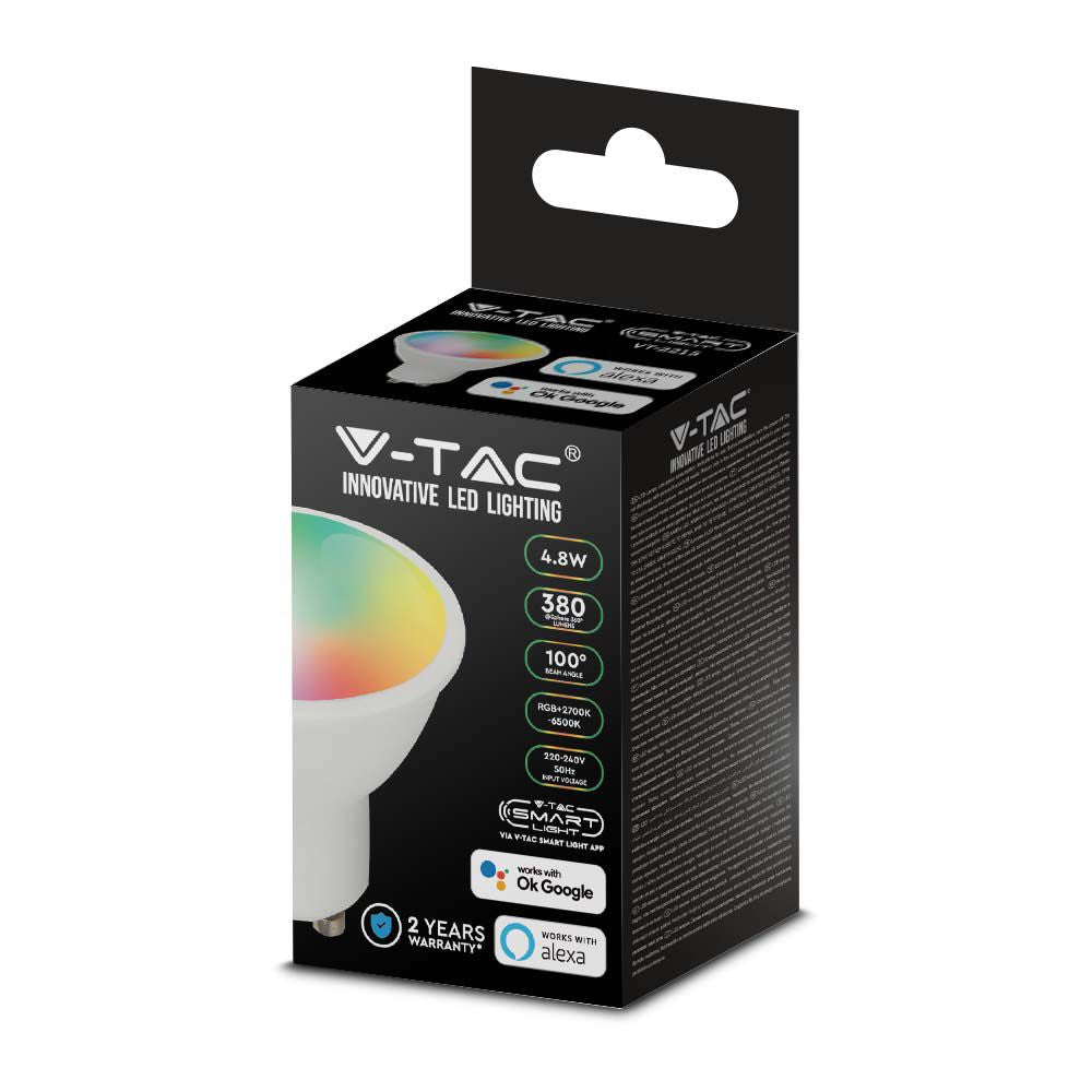 4.8W GU10 Żarówka LED Kompatybilna z Amazon Alexa i Google Home / Barwa: RGB+2700K-6500K / Trzonek:GU10