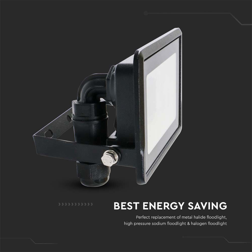 10W Naświetlacz LED SMD z mufą kablową / Sterowanie: WiFi / Kompatybilny z Amazon Alexa i Google Home / Barwa:RGB+3000K-6500K / Obudowa: Czarna