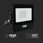 20W Naświetlacz LED SMD z czujnikiem ruchu i mufą kablową / Sterowanie: WiFi / Kompatybilny z Amazon Alexa i Google Home / Barwa:RGB+3000K-6500K / Obudowa: Czarna
