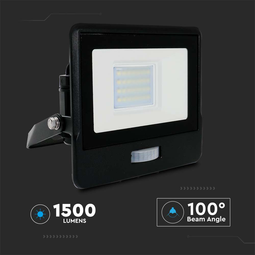 20W Naświetlacz LED SMD z czujnikiem ruchu i mufą kablową / Sterowanie: WiFi / Kompatybilny z Amazon Alexa i Google Home / Barwa:RGB+3000K-6500K / Obudowa: Czarna