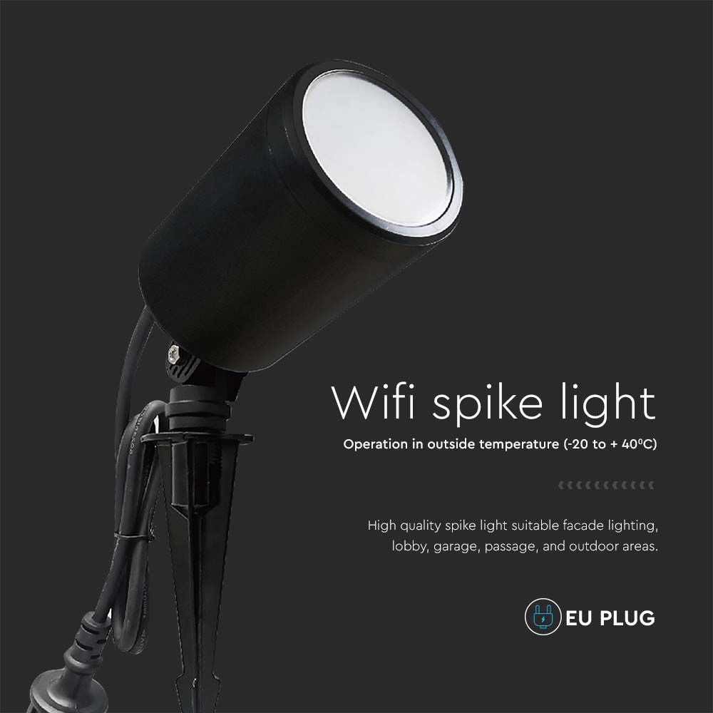 7W Oprawa ogrodowa SPIKE / Sterowanie: WiFi / Kompatybilny z Amazon Alexa i Google Home / Barwa:RGB+3000K-6500K / Obudowa: Czarna