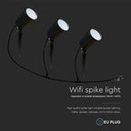 3x7W Oprawa ogrodowa SPIKE / Sterowanie: WiFi / Kompatybilny z Amazon Alexa i Google Home / Barwa:RGB+3000K-6500K / Obudowa: Czarna