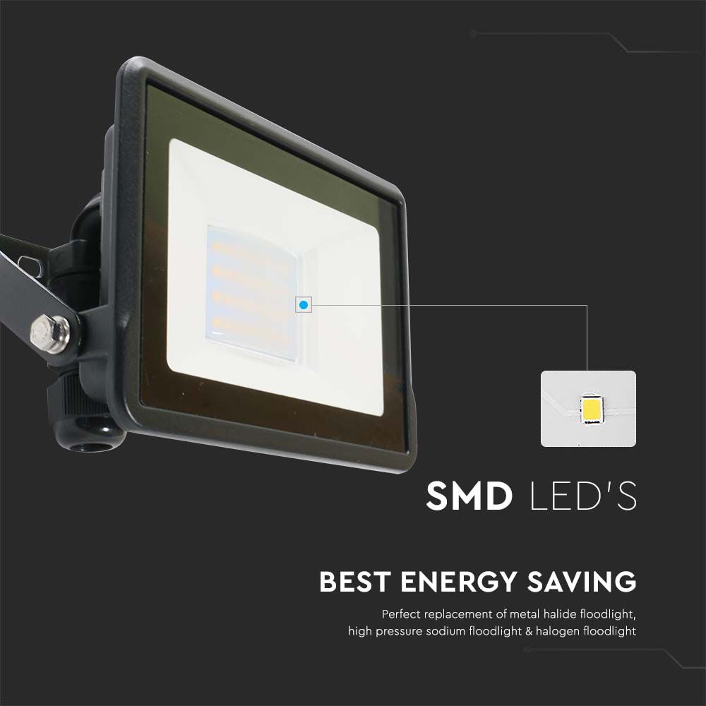 20W Naświetlacz LED SMD z mufą kablową / Sterowanie: WiFi / Kompatybilny z Amazon Alexa i Google Home / Barwa:RGB+3000K-6500K / Obudowa: Czarna