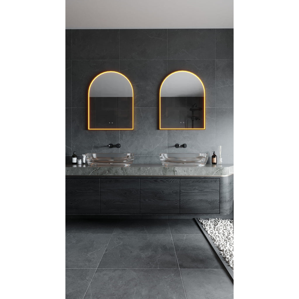 Maxlight Lustro Mirror Półokrąg - Metal + szkło - Złoty szczotkowany W0386