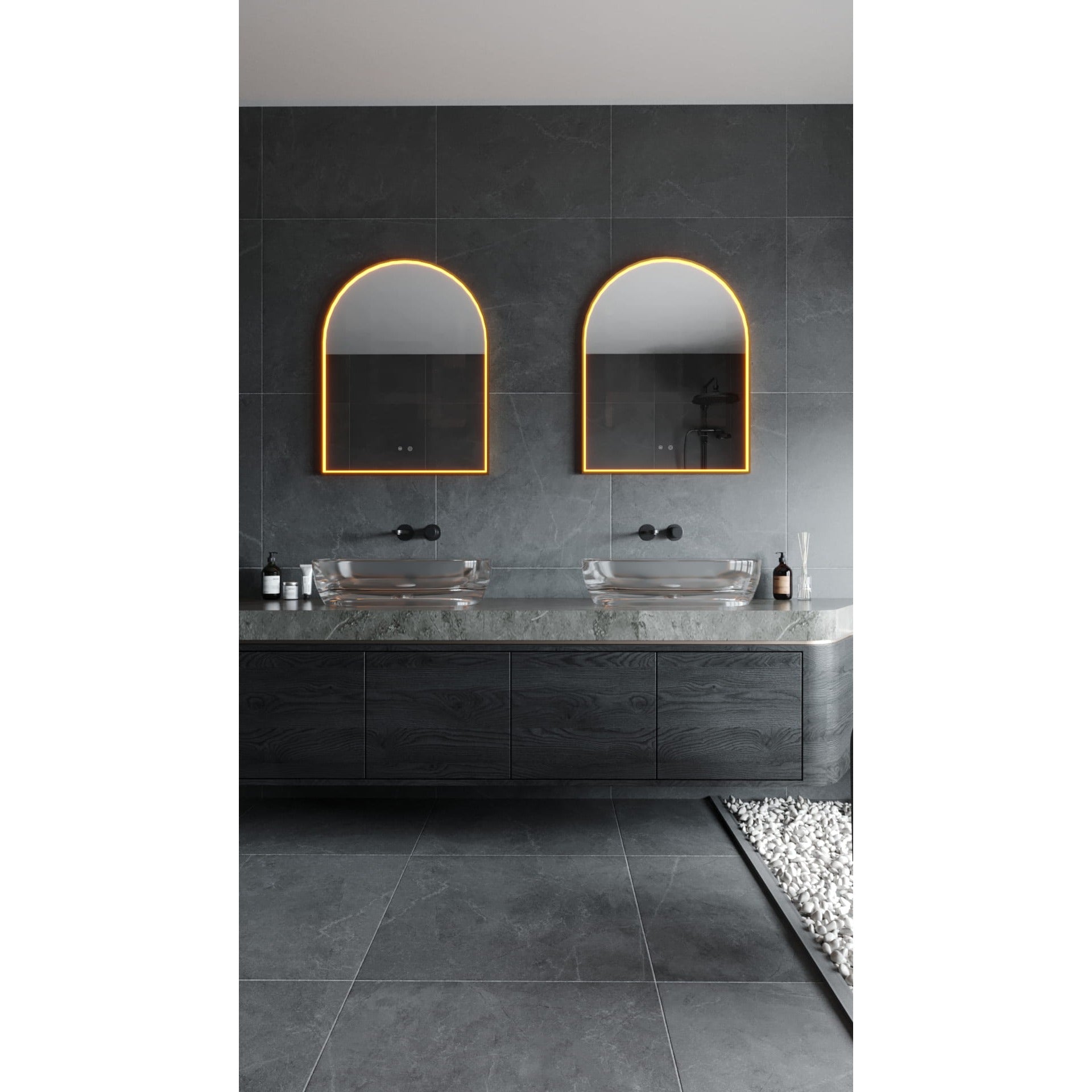 Maxlight Lustro Mirror Półokrąg - Metal + szkło - Złoty szczotkowany W0386