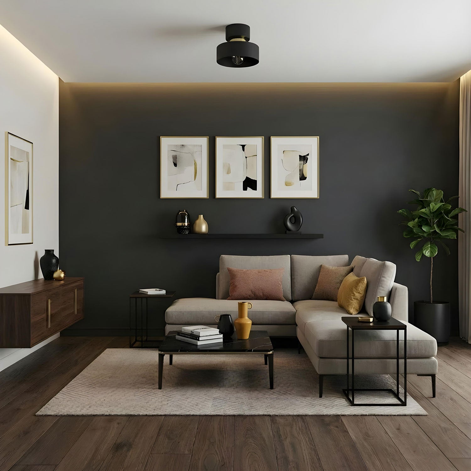 plafon Marti black/gold 1xE27