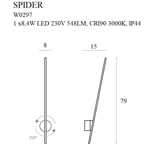 Maxlight Kinkiet Spider - Metal + akryl - Złoty W0297