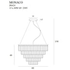 Maxlight Lampa wisząca Monaco 60cm - Metal + szkło - Złoty P0424