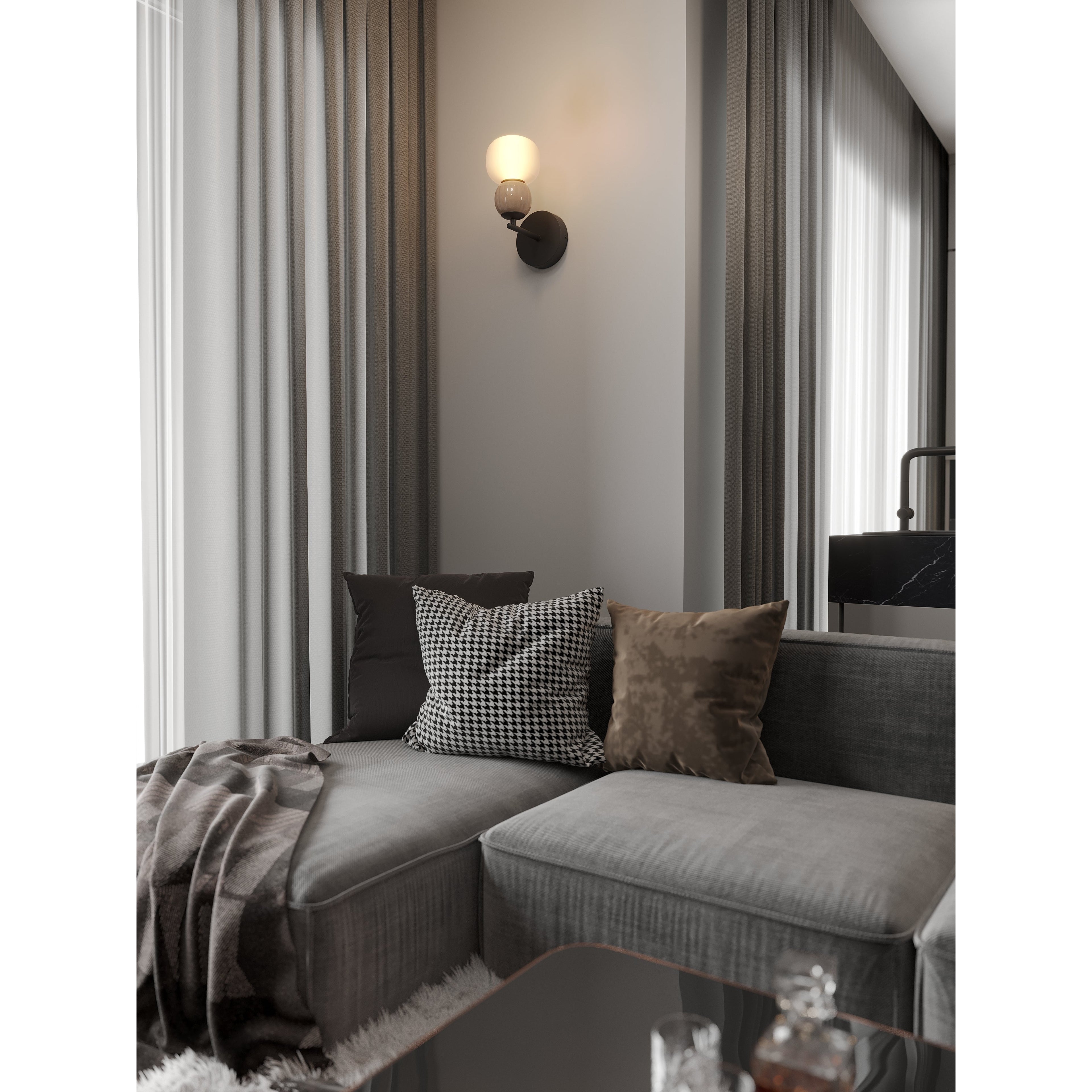 Maxlight Kinkiet Modern - Metal + szkło - Czarny W0399