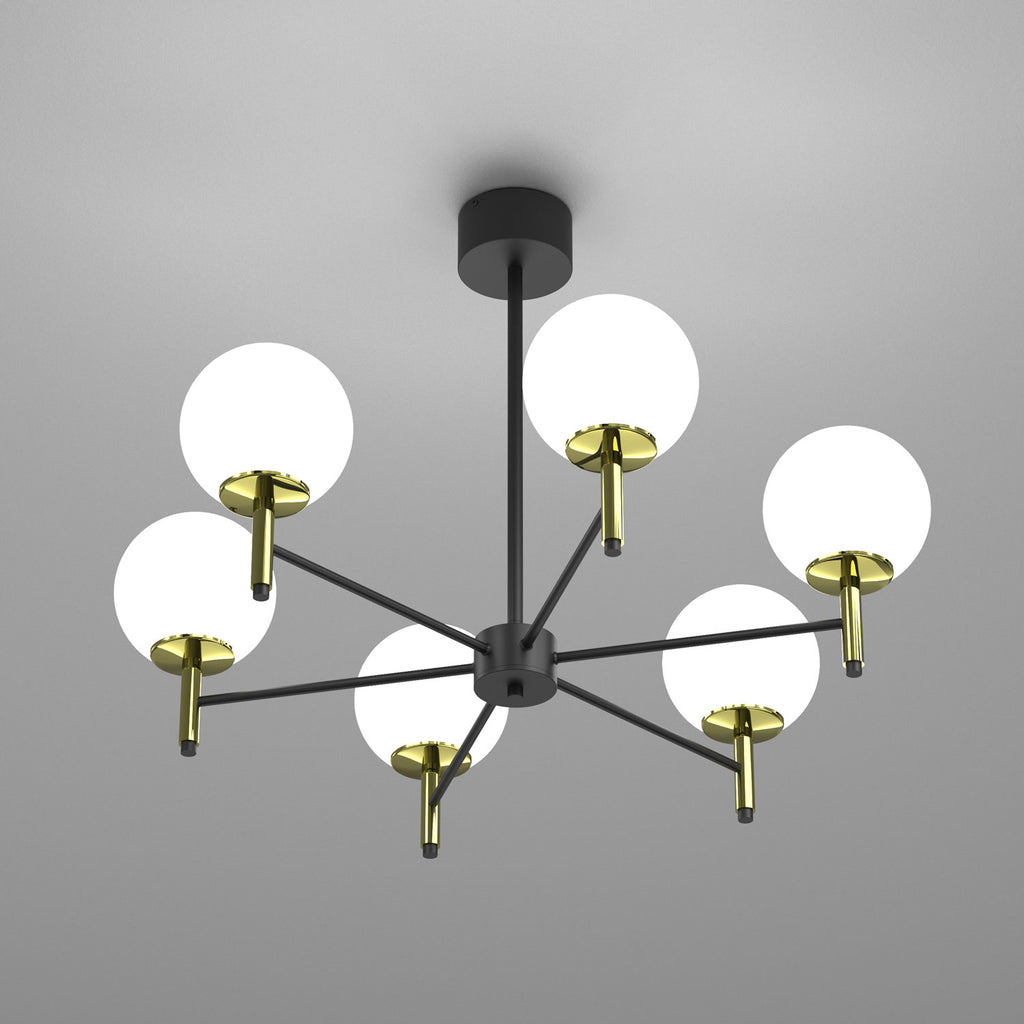 żyrandol Awinion black/gold 6xE27