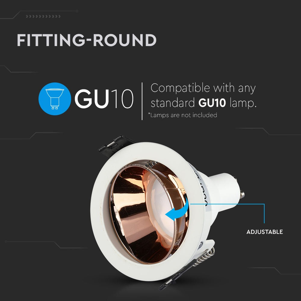 Oprawa wpuszczana Spot / Trzonek:GU10 / Okrągła / Biały / Złoty róż