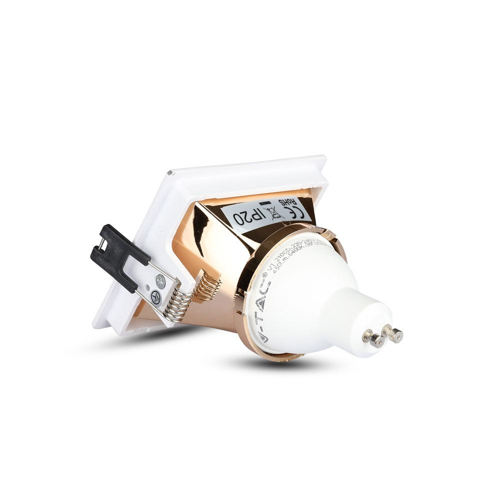 Oprawa wpuszczana Spot / Trzonek:GU10 / Kwadratowa / Biały / Złoty róż