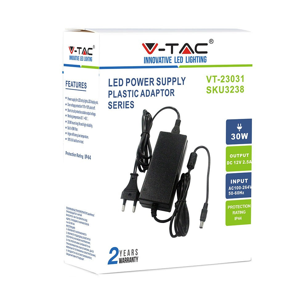 30W Zasilacz LED / Zasilanie:12V 2.5A / IP44