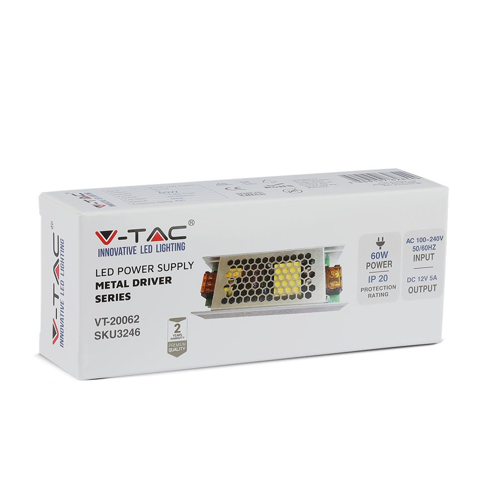 60W Zasilacz LED / Zasilanie:12V 5A / IP20